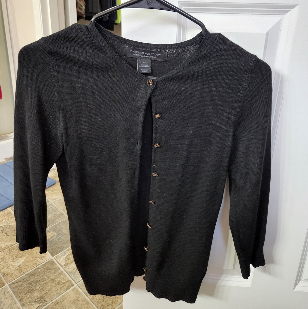 Black silk cashmere blend cardigan